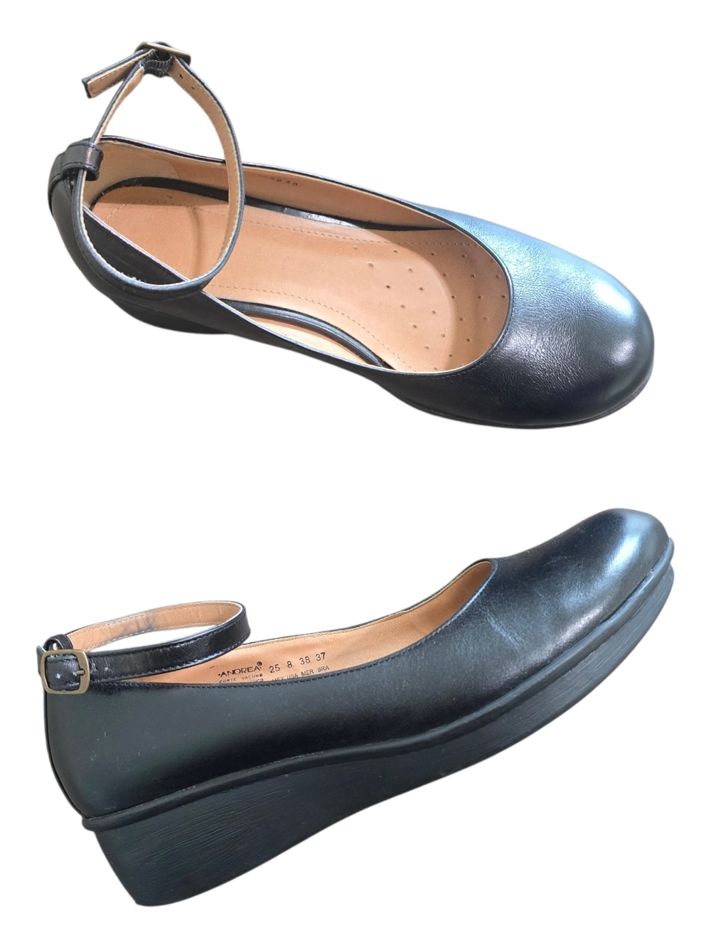 Andrea Black Mary Jane Platform Wedge Heels 8 Academia Office Preppy Minimalist